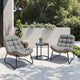 Chaises Papasan d'extérieur avec coussin en rotin PE, chaises cosy de patio avec table d'appoint