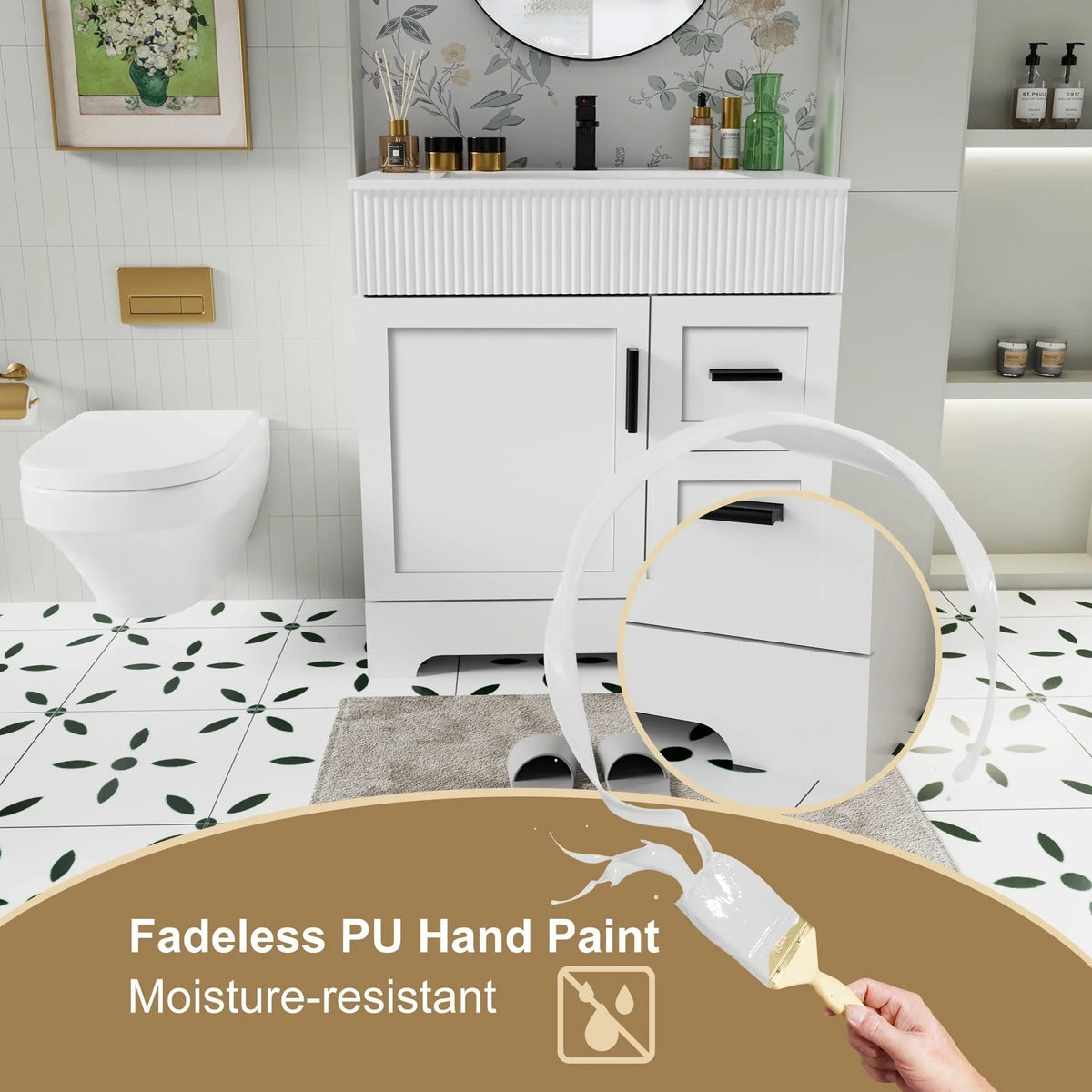 Wavy Line Ensemble meuble-lavabo de salle de bain 30/36/48 avec vasque & robinet