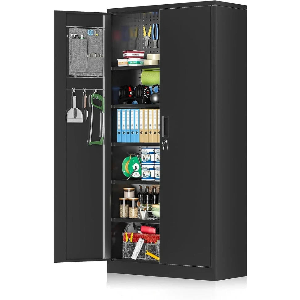 Armoire de rangement de garage 71 pouces étagère garde-manger de cuisine casier avec étagères réglables pour bureau, garage, maison, garde-manger