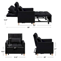 Fauteuil Lit Convertible 3 en 1, Noir