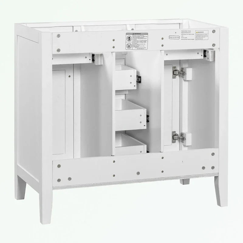 Meuble-lavabo avec vasque en céramique, deux placards et cinq tiroirs