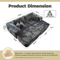 HOOOWOOO Canapé d'angle moderne en peluche avec pouf amovible