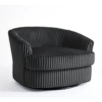 Fauteuil pivotant rond surdimensionné en velours côtelé avec accoudoirs encastrés 43 W