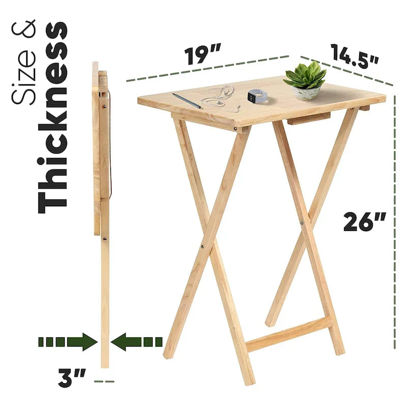 PJ Wood tables plateaux TV pliantes avec support de rangement compact, espresso, ensemble de 5 pieces - 36,38