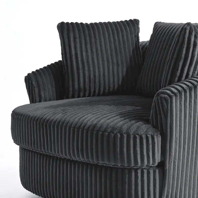 Lot de 2 fauteuils tonneau pivotants surdimensionnés 43 W en velours côtelé moelleux avec coussins