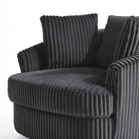 Lot de 2 fauteuils pivotants ronds surdimensionnés en velours côtelé moelleux de 43 po de large avec oreillers
