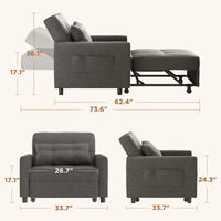 Canapé-lit réglable 3 en 1, fauteuil-canapé escamotable, lit pliant convertible pour salon