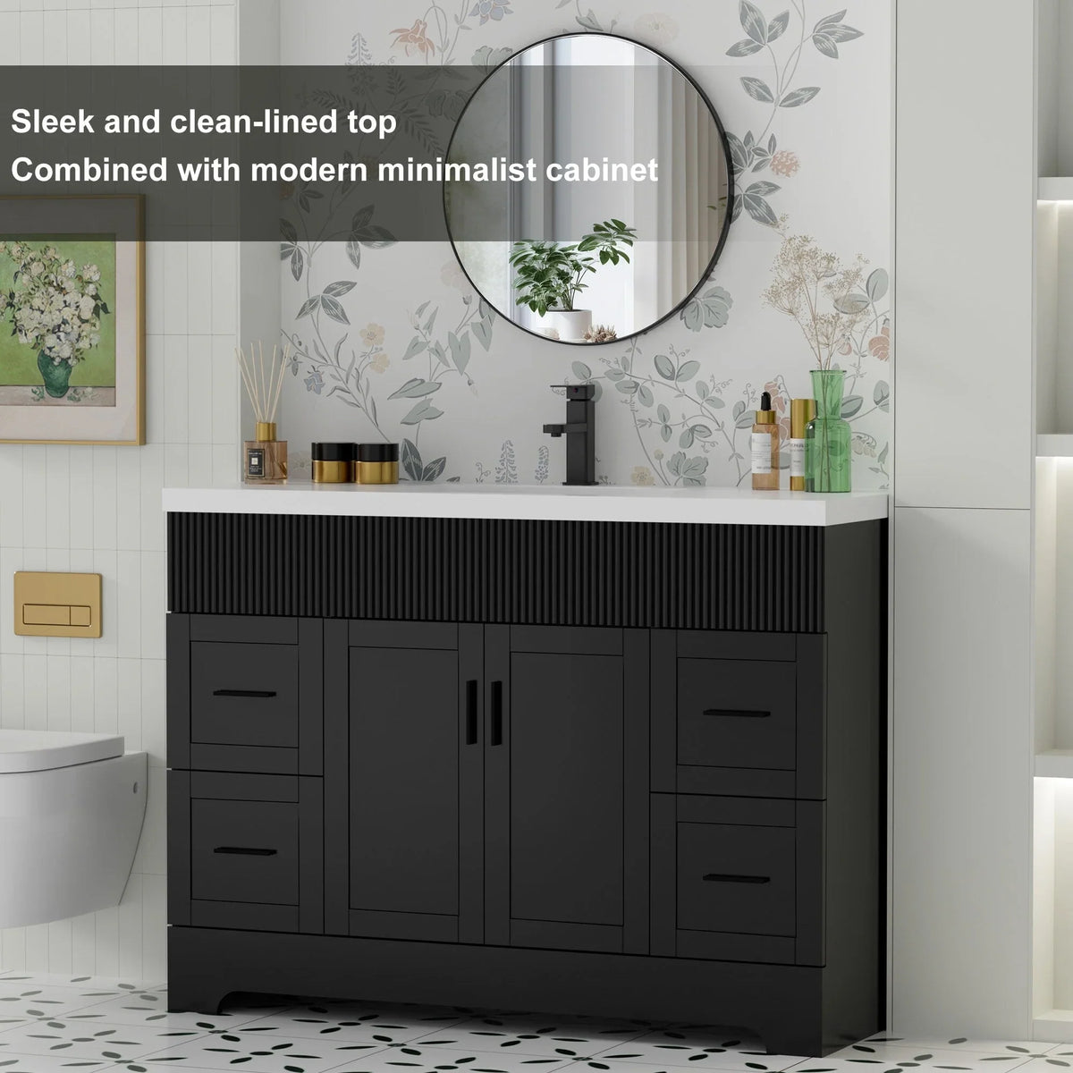 Wavy Line Ensemble meuble-lavabo de salle de bain 30/36/48 avec vasque & robinet
