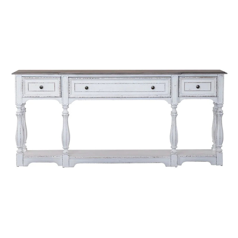 Table console de couloir 183 cm Magnolia Manor Antique White & Weathered Bark