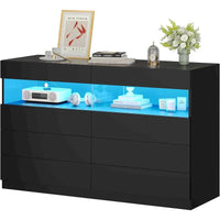 Commode à 8 tiroirs avec lumières LED, meuble de rangement