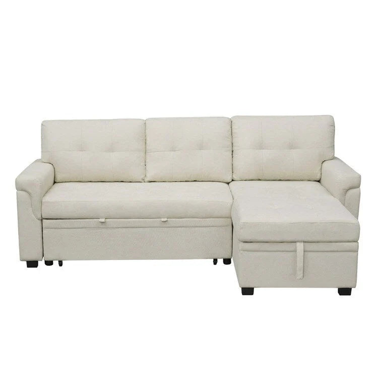 Canapé sectionnel convertible réversible avec lit escamotable, méridienne de rangement dissimulée et pieds durables