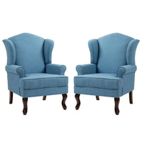 Lot de 2 fauteuils d'appoint à oreilles traditionnels rembourrés