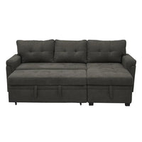 Canapé sectionnel convertible réversible avec lit escamotable, méridienne de rangement dissimulée et pieds durables
