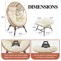 FINCATI Fauteuil Œuf d'intérieur, Fauteuil Œuf d'extérieur 200 kg, Fauteuil Œuf surdimensionné avec pouf, Fauteuil Œuf de luxe confortable avec repose-pieds