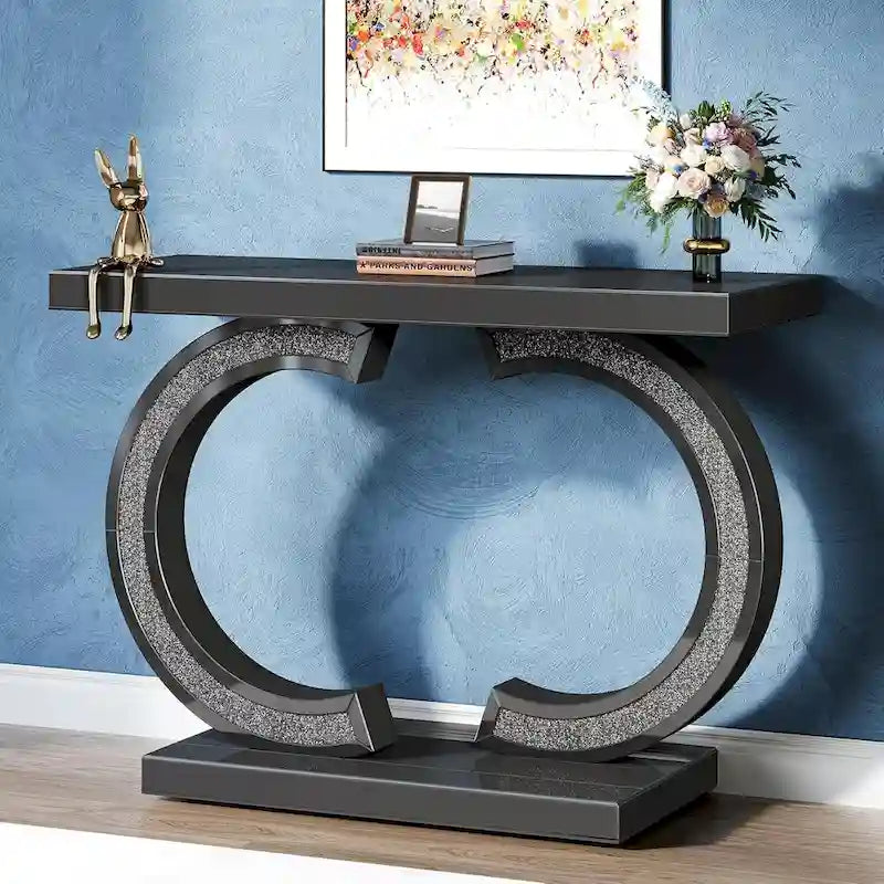Console argentée, 39 table d'entrée à miroir pour entrée