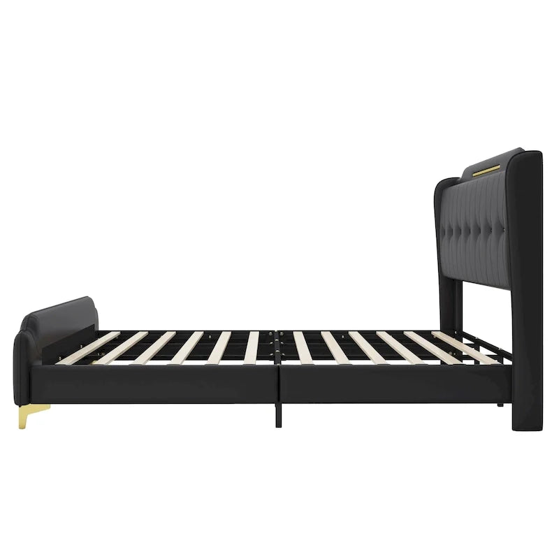 Lit rembourré moderne en cuir PU Uphou par Christopher Knight Home