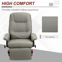 Fauteuil Inclinable HomCom en Similicuir Réglable Manuel à Base Pivotante avec Repose-Pieds Confortable et Relaxant