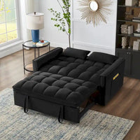Canapé-lit convertible 4-en-1 – Causeuse en velours – Lit d'appoint avec dossier inclinable, 2 poches latérales