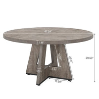 Table à manger ronde de 120 cm pour 4 personnes, table de salle à manger/cuisine/salon en bois style ferme