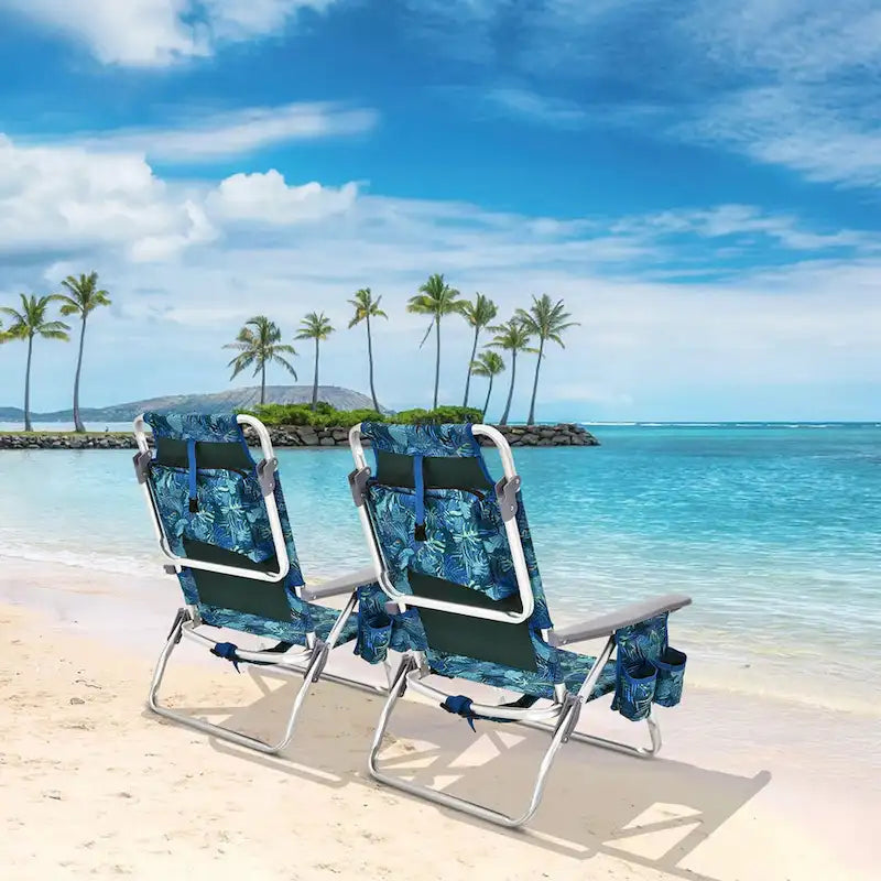 Lot de 4 chaises de plage pliantes de randonnée Costway, 5 positions d'extérieur - Voir détails