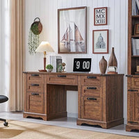 Bureau de direction 60 style ferme, bureau à domicile en bois, bureau informatique