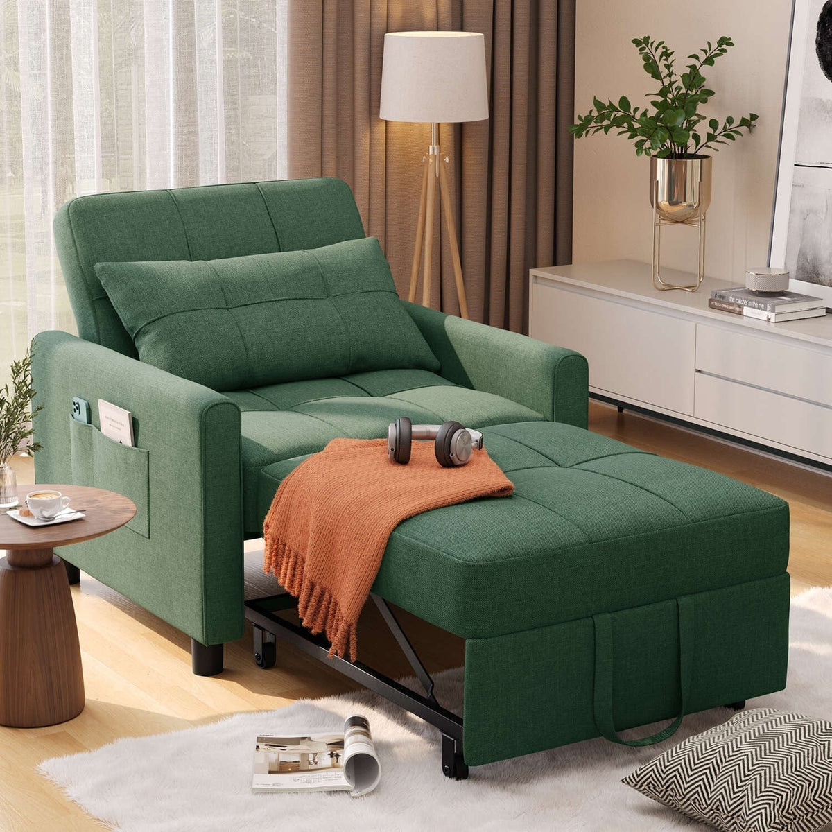 Canapé-lit réglable 3 en 1, fauteuil-canapé escamotable, lit pliant convertible pour salon