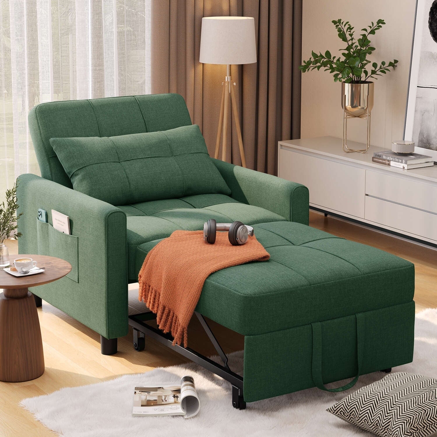 Canapé-lit réglable 3 en 1, fauteuil-canapé escamotable, lit pliant convertible pour salon