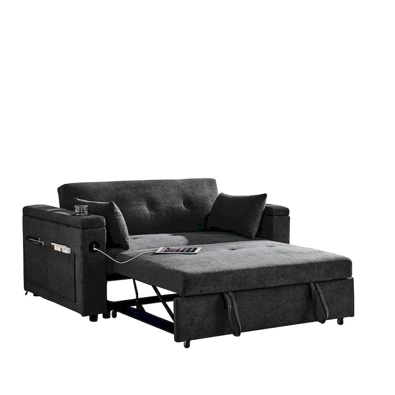 Canapé convertible 54 pouces avec lit gigogne, double assise, fonction relax