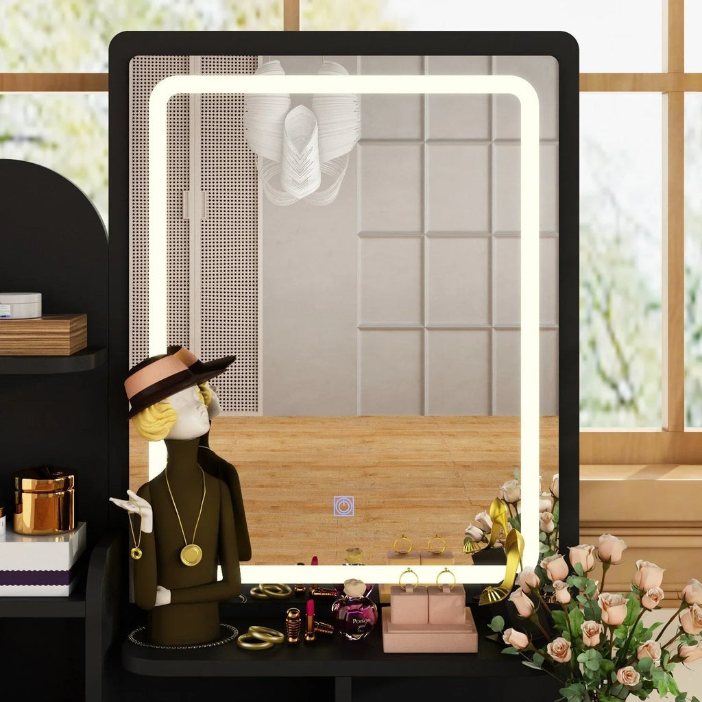 Ensemble coiffeuse table de maquillage avec lumière LED & miroir & tabouret