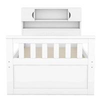 Lit plateforme capitaine double/grand avec 4 tiroirs et étagères de rangement, cadre de lit en bois massif avec tête de lit bibliothèque de rangement