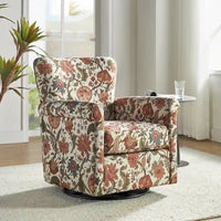 Fauteuil à bascule pivotant Georg en tissu confortable à motif floral avec accoudoirs arrondis par HULALA HOME