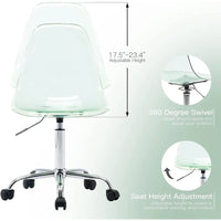 Chaise de bureau à roulettes sans accoudoirs, réglable en hauteur, en acrylique pivotant