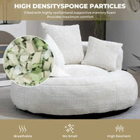 Canapé paresseux à dossier haut en chenille avec 3 coussins et pouf surdimensionné