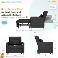 AECOJOY - Fauteuil convertible 3 en 1 avec coussin et dossier inclinable