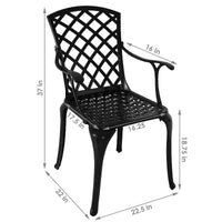 Sunnydaze Chaise de salle à manger de terrasse d'extérieur en aluminium moulé noir à tissage croisé, lot de 2