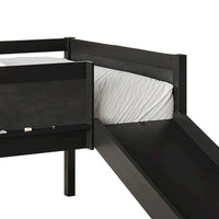 Lit mezzanine bas classique double CraftPorch avec tableau noir, toboggan et échelle