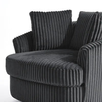 Fauteuil pivotant rond surdimensionné en velours côtelé avec accoudoirs encastrés 43 W