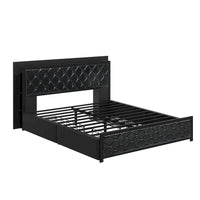 Moasis Lit Double en PU avec LED Cadre de Lit Capitonne Plateforme