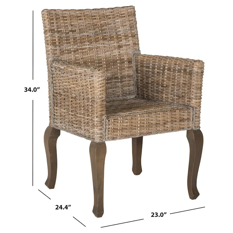 SAFAVIEH Alearda Chaise de salle à manger naturelle (lot de 2) - 23 x 24,4 x 34 - 23Wx24Dx34H
