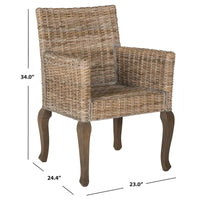 SAFAVIEH Alearda Chaise de salle à manger naturelle (lot de 2) - 23 x 24,4 x 34 - 23Wx24Dx34H