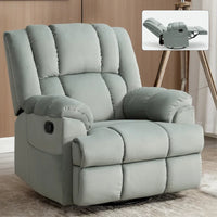 Fauteuil Inclinable Pivotant à Bascule en Tissu Lazy Boy, Grand Fauteuil Inclinable Manuel Surdimensionné avec Accoudoirs Matelassés et Dossier à Coussin