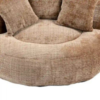 Canapé paresseux à dossier haut en chenille avec 3 coussins et pouf surdimensionné