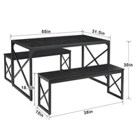Table à manger 3 pièces VECELO avec banc, ensemble de table de salle à manger pour 4-6 personnes, table de cuisine avec 2 bancs, ensemble de table à manger