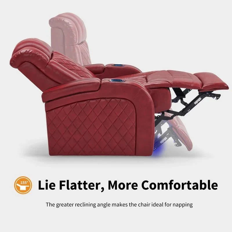 MCombo Fauteuil inclinable électrique avec appui-tête réglable, siège de home cinéma double moteur avec port USB, cuir respirant HTS411