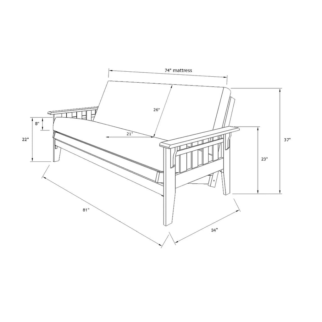Somette Tucson Ensemble futon taille Full rustique noyer avec matelas
