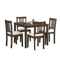 Ensemble Table et Chaises de Salle à Manger Carrée en Bois, Table à Manger Décontractée avec 4 Chaises de Salle à Manger Rembourrées pour Coin Repas de Cuisine