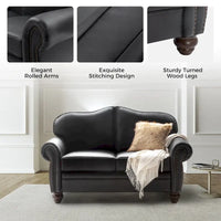 Canapé Angel Transitional en Cuir Véritable avec Dossier Capitonnée par HULALA HOME