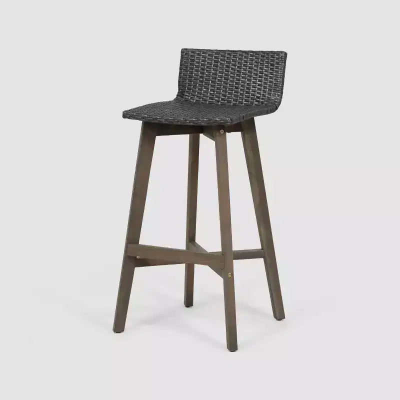Tabourets de bar d'extérieur 4 pièces en bois d'acacia et osier La Brea - Christopher Knight Home