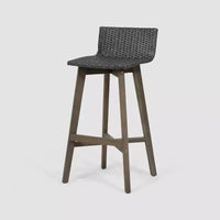 Tabourets de bar d'extérieur 4 pièces en bois d'acacia et osier La Brea - Christopher Knight Home