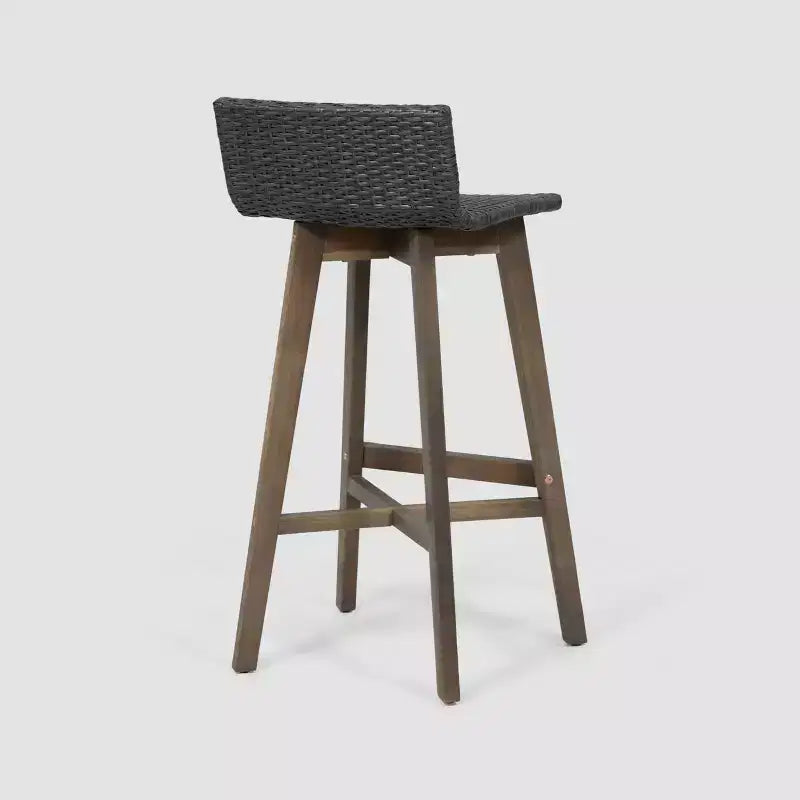 Tabourets de bar d'extérieur 4 pièces en bois d'acacia et osier La Brea - Christopher Knight Home